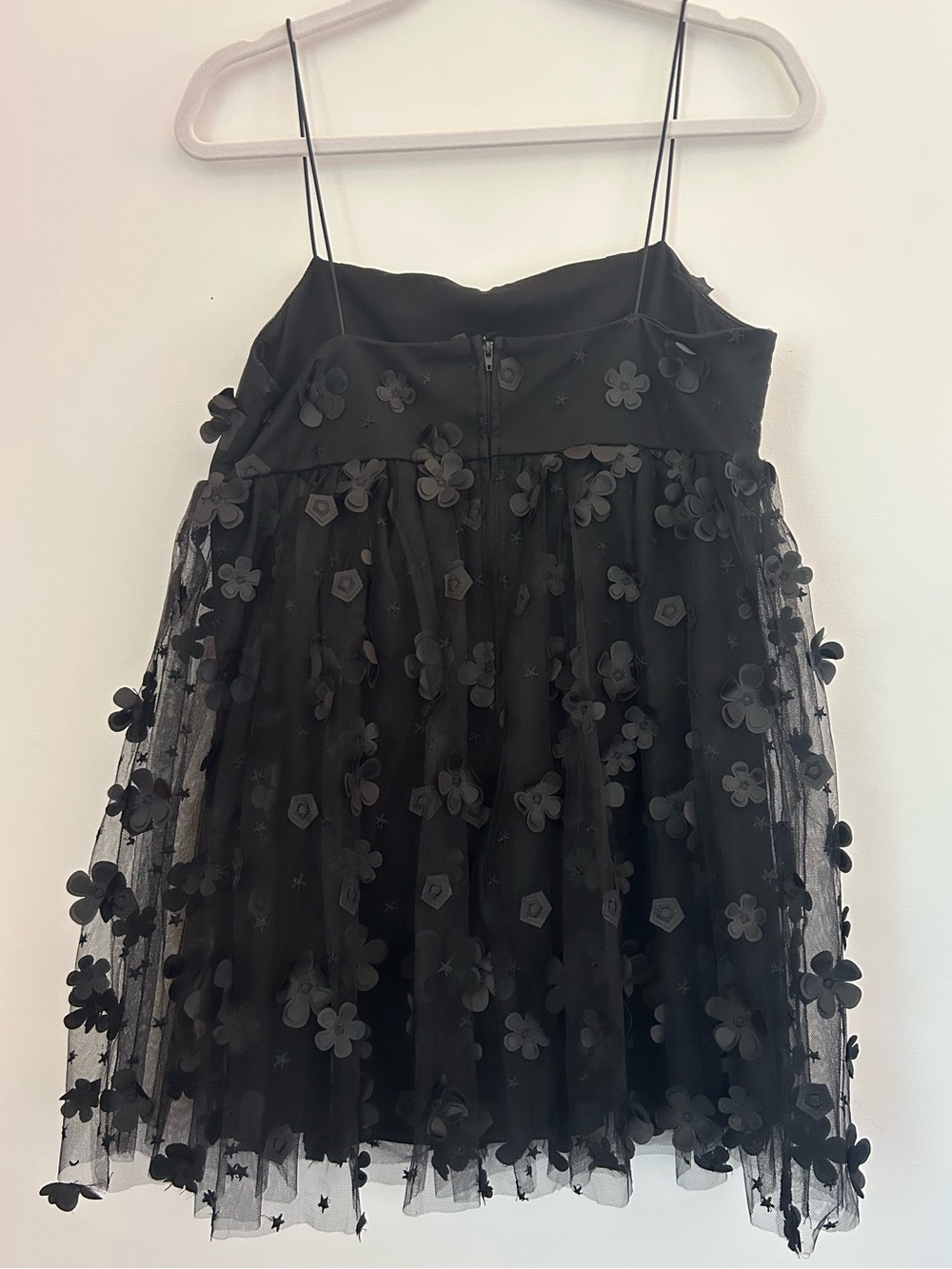 Altar’d State Black Floral 3D Appliqué Spaghetti Strap Mini Dress Size M - Picture 4 of 7